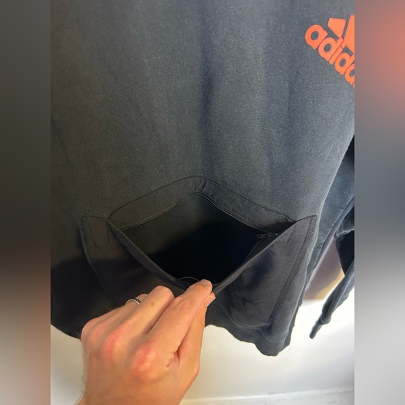 Adidas Sustainability Mens kangaroo Pocket Hoodie Sweatshirt Size M Charcoal - Picture 4 of 14